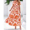 imageBTFBM Summer Dresses for Women 2025 Floral Casual Short Sleeve V Neck Elastic Waist Maxi Wedding Guest Dress PocketsFloral Brick Red