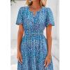 imageBTFBM Summer Dresses for Women 2025 Floral Casual Short Sleeve V Neck Elastic Waist Maxi Wedding Guest Dress PocketsFloral Dark Blue