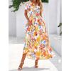 imageBTFBM Summer Dresses for Women 2025 Floral Casual Short Sleeve V Neck Elastic Waist Maxi Wedding Guest Dress PocketsFloral Multicolored