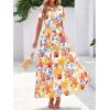 imageBTFBM Summer Dresses for Women 2025 Floral Casual Short Sleeve V Neck Elastic Waist Maxi Wedding Guest Dress PocketsFloral Multicolored