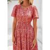 imageBTFBM Summer Dresses for Women 2025 Floral Casual Short Sleeve V Neck Elastic Waist Maxi Wedding Guest Dress PocketsFloral Orange Red