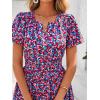 imageBTFBM Summer Dresses for Women 2025 Floral Casual Short Sleeve V Neck Elastic Waist Maxi Wedding Guest Dress PocketsFloral Red Blue