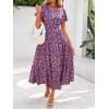 imageBTFBM Summer Dresses for Women 2025 Floral Casual Short Sleeve V Neck Elastic Waist Maxi Wedding Guest Dress PocketsFloral Red Blue