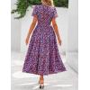 imageBTFBM Summer Dresses for Women 2025 Floral Casual Short Sleeve V Neck Elastic Waist Maxi Wedding Guest Dress PocketsFloral Red Blue