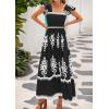 imageBTFBM Summer Dresses for Women 2025 Floral Smocked Boho Sleeveless Square Neck A Line Casual Beach Maxi Dress PocketsBlack