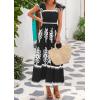 imageBTFBM Summer Dresses for Women 2025 Floral Smocked Boho Sleeveless Square Neck A Line Casual Beach Maxi Dress PocketsBlack