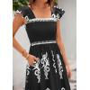 imageBTFBM Summer Dresses for Women 2025 Floral Smocked Boho Sleeveless Square Neck A Line Casual Beach Maxi Dress PocketsBlack