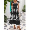 imageBTFBM Summer Dresses for Women 2025 Floral Smocked Boho Sleeveless Square Neck A Line Casual Beach Maxi Dress PocketsBlack