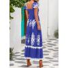imageBTFBM Summer Dresses for Women 2025 Floral Smocked Boho Sleeveless Square Neck A Line Casual Beach Maxi Dress PocketsBlue