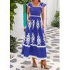 imageBTFBM Summer Dresses for Women 2025 Floral Smocked Boho Sleeveless Square Neck A Line Casual Beach Maxi Dress PocketsBlue