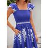 imageBTFBM Summer Dresses for Women 2025 Floral Smocked Boho Sleeveless Square Neck A Line Casual Beach Maxi Dress PocketsBlue