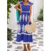 imageBTFBM Summer Dresses for Women 2025 Floral Smocked Boho Sleeveless Square Neck A Line Casual Beach Maxi Dress PocketsBlue