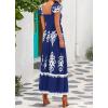 imageBTFBM Summer Dresses for Women 2025 Floral Smocked Boho Sleeveless Square Neck A Line Casual Beach Maxi Dress PocketsDark Blue
