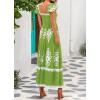 imageBTFBM Summer Dresses for Women 2025 Floral Smocked Boho Sleeveless Square Neck A Line Casual Beach Maxi Dress PocketsGreen