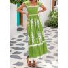 imageBTFBM Summer Dresses for Women 2025 Floral Smocked Boho Sleeveless Square Neck A Line Casual Beach Maxi Dress PocketsGreen