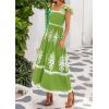 imageBTFBM Summer Dresses for Women 2025 Floral Smocked Boho Sleeveless Square Neck A Line Casual Beach Maxi Dress PocketsGreen