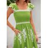 imageBTFBM Summer Dresses for Women 2025 Floral Smocked Boho Sleeveless Square Neck A Line Casual Beach Maxi Dress PocketsGreen