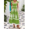 imageBTFBM Summer Dresses for Women 2025 Floral Smocked Boho Sleeveless Square Neck A Line Casual Beach Maxi Dress PocketsGreen