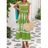 imageBTFBM Summer Dresses for Women 2025 Floral Smocked Boho Sleeveless Square Neck A Line Casual Beach Maxi Dress PocketsGreen