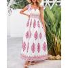 imageBTFBM Summer Dresses for Women 2025 Floral Smocked Boho Sleeveless Square Neck A Line Casual Beach Maxi Dress PocketsWhite Rose Red