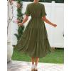 imageBTFBM Summer Dresses for Women 2025 Vacation V Neck Loose Short Sleeve A Line Tiered Flowy Casual Midi Beach DressArmy Green
