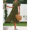 imageBTFBM Summer Dresses for Women 2025 Vacation V Neck Loose Short Sleeve A Line Tiered Flowy Casual Midi Beach DressArmy Green