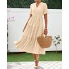 imageBTFBM Summer Dresses for Women 2025 Vacation V Neck Loose Short Sleeve A Line Tiered Flowy Casual Midi Beach DressBeige