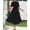 imageBTFBM Summer Dresses for Women 2025 Vacation V Neck Loose Short Sleeve A Line Tiered Flowy Casual Midi Beach DressBlack