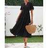 imageBTFBM Summer Dresses for Women 2025 Vacation V Neck Loose Short Sleeve A Line Tiered Flowy Casual Midi Beach DressBlack
