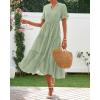 imageBTFBM Summer Dresses for Women 2025 Vacation V Neck Loose Short Sleeve A Line Tiered Flowy Casual Midi Beach DressGrey Green