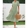 imageBTFBM Summer Dresses for Women 2025 Vacation V Neck Loose Short Sleeve A Line Tiered Flowy Casual Midi Beach DressGrey Green