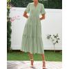 imageBTFBM Summer Dresses for Women 2025 Vacation V Neck Loose Short Sleeve A Line Tiered Flowy Casual Midi Beach DressGrey Green