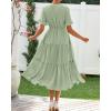 imageBTFBM Summer Dresses for Women 2025 Vacation V Neck Loose Short Sleeve A Line Tiered Flowy Casual Midi Beach DressGrey Green