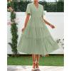 imageBTFBM Summer Dresses for Women 2025 Vacation V Neck Loose Short Sleeve A Line Tiered Flowy Casual Midi Beach DressGrey Green