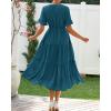 imageBTFBM Summer Dresses for Women 2025 Vacation V Neck Loose Short Sleeve A Line Tiered Flowy Casual Midi Beach DressLake Blue