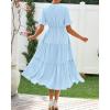 imageBTFBM Summer Dresses for Women 2025 Vacation V Neck Loose Short Sleeve A Line Tiered Flowy Casual Midi Beach DressSky Blue