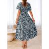 imageBTFBM Summer Floral Dress for Women 2025 Spring Boho Short Sleeve Square Neck Smocked Flowy Maxi Beach Vacation DressesFloral Blue Yellow