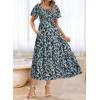 imageBTFBM Summer Floral Dress for Women 2025 Spring Boho Short Sleeve Square Neck Smocked Flowy Maxi Beach Vacation DressesFloral Blue Yellow