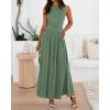 imageBTFBM Summer Maxi Dresses for Women 2025 Sleeveless Casual Ruched High Waisted Tank Long Sundress Flowy Beach DressBean Green