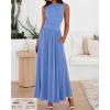 imageBTFBM Summer Maxi Dresses for Women 2025 Sleeveless Casual Ruched High Waisted Tank Long Sundress Flowy Beach DressLight Blue