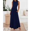 imageBTFBM Summer Maxi Dresses for Women 2025 Sleeveless Casual Ruched High Waisted Tank Long Sundress Flowy Beach DressNavy