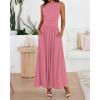 imageBTFBM Summer Maxi Dresses for Women 2025 Sleeveless Casual Ruched High Waisted Tank Long Sundress Flowy Beach DressPink
