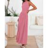 imageBTFBM Summer Maxi Dresses for Women 2025 Sleeveless Casual Ruched High Waisted Tank Long Sundress Flowy Beach DressPink