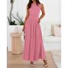 imageBTFBM Summer Maxi Dresses for Women 2025 Sleeveless Casual Ruched High Waisted Tank Long Sundress Flowy Beach DressPink