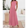 imageBTFBM Summer Maxi Dresses for Women 2025 Sleeveless Casual Ruched High Waisted Tank Long Sundress Flowy Beach DressPink