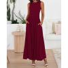 imageBTFBM Summer Maxi Dresses for Women 2025 Sleeveless Casual Ruched High Waisted Tank Long Sundress Flowy Beach DressWine Red