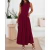 imageBTFBM Summer Maxi Dresses for Women 2025 Sleeveless Casual Ruched High Waisted Tank Long Sundress Flowy Beach DressWine Red