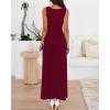 imageBTFBM Summer Maxi Dresses for Women 2025 Sleeveless Casual Ruched High Waisted Tank Long Sundress Flowy Beach DressWine Red