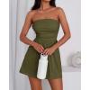 imageBTFBM Summer Womens Romper 2025 Strapless Tube Top Beach Vacation Clothes Ruffle Boho Loose Shorts Jumpsuits PocketsArmy Green