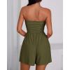imageBTFBM Summer Womens Romper 2025 Strapless Tube Top Beach Vacation Clothes Ruffle Boho Loose Shorts Jumpsuits PocketsArmy Green